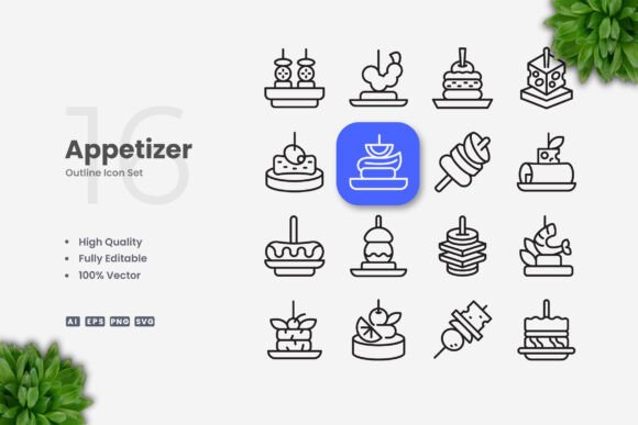 Appetizer Icons Graphics Review for Brand Design