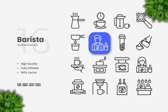 Barista Icons Graphics Review for Local Branding