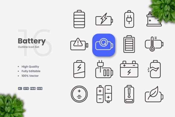 Battery Icons Graphics Review for Brand Design