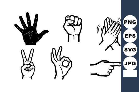 Bold Black and White Hand Line Art for Graphics and Crafts