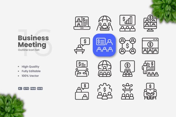 Business Meeting Icons Graphics Review