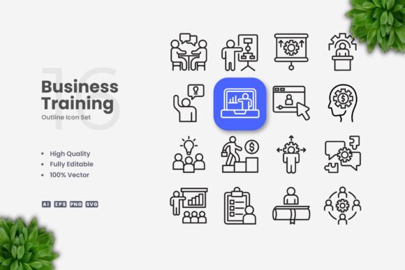 Business Training Icons Graphics Review
