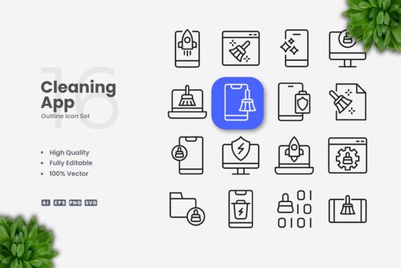 Cleaning App Icons: Modern Graphics for Brand Identity