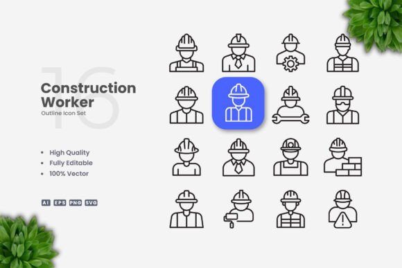 Construction Worker Icons Graphics Review