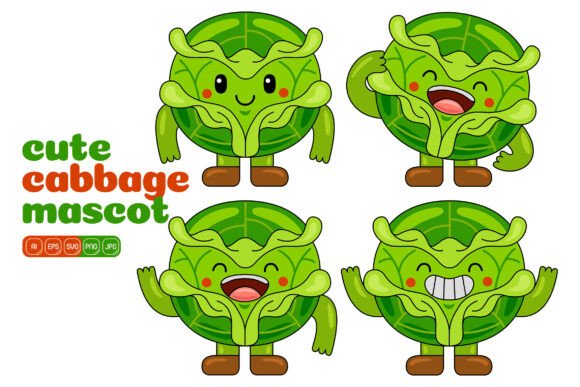 Cute Cabbage Mascot Vector Pack 01: A Versatile Illustration Asset for Creative Projects