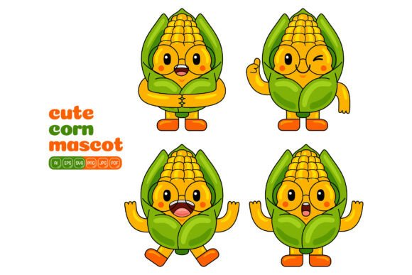 Cute Corn Mascot Vector Pack 03: A Versatile Graphic Design Asset for Handmade Creations