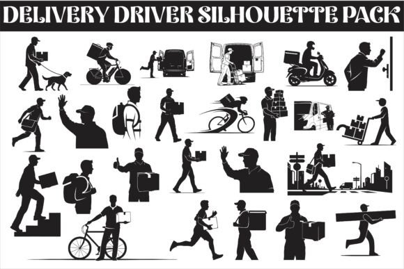 Delivery Driver Silhouette Pack4 Graphics and Crafts