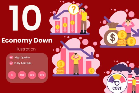 Economy Down Illustration Pack: A Practical Graphic Design Asset for Sellers