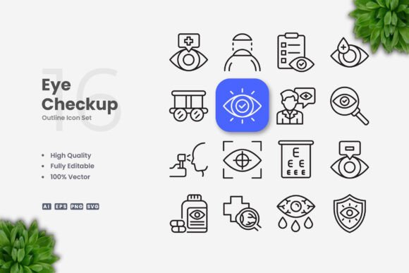 Eye Checkup Icons: Modern Graphics for Editorial Clarity