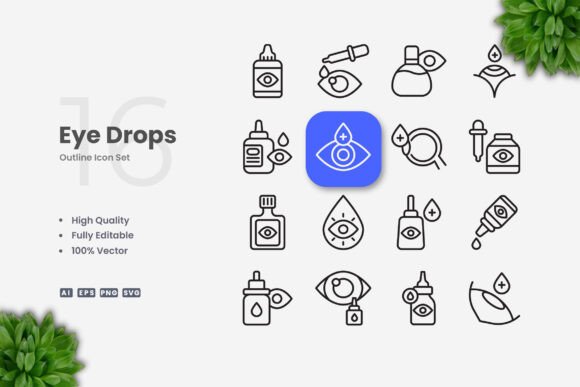 Eye Drops Icons Graphics Review for Crafters