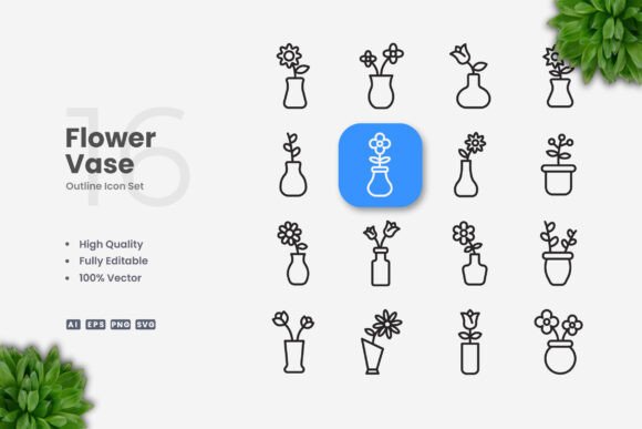 Flower Vase Icons: Essential Graphics for Boutique Branding