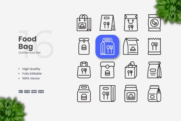 Food Bag Icons Graphics Review