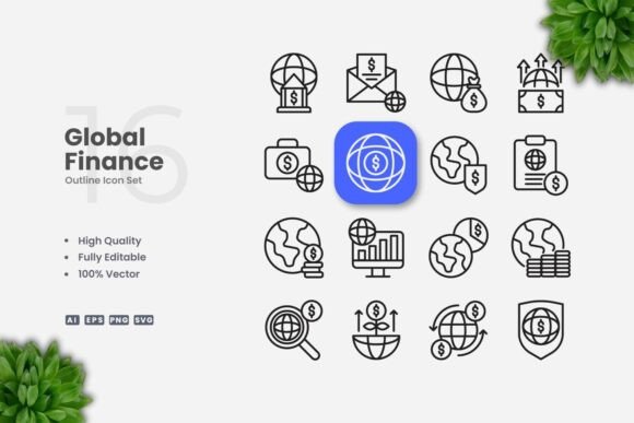 Global Finance Outline Icons – A Graphic Design Asset Worth Exploring