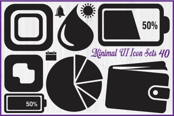 Minimal UI Icon Silhouette Set for Graphics and Crafts